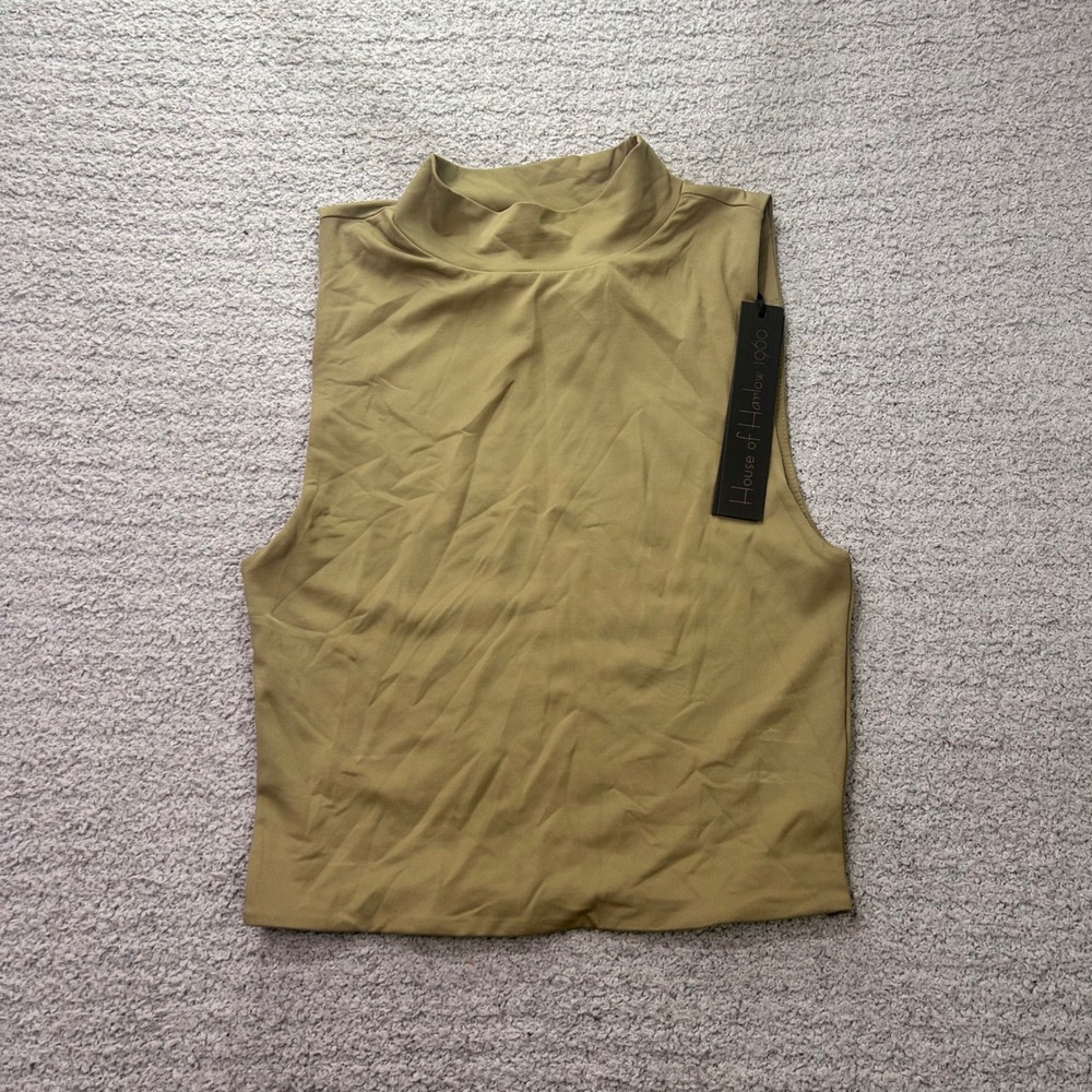 House of Harlow 1960 Mock Neck Top Olive Green Size S Minimalist Chic Modern New